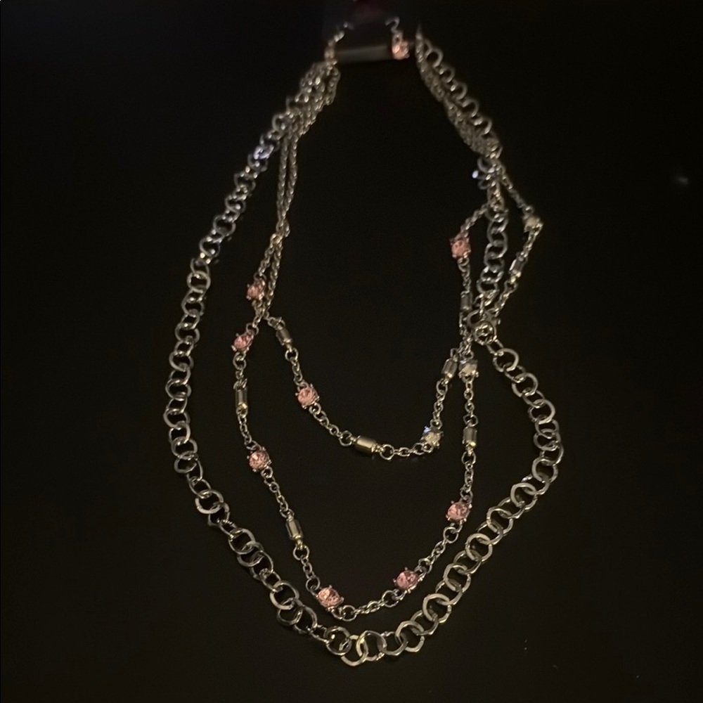 3/$10 Sale!! Elegant Silver and Pink Chain Necklace
